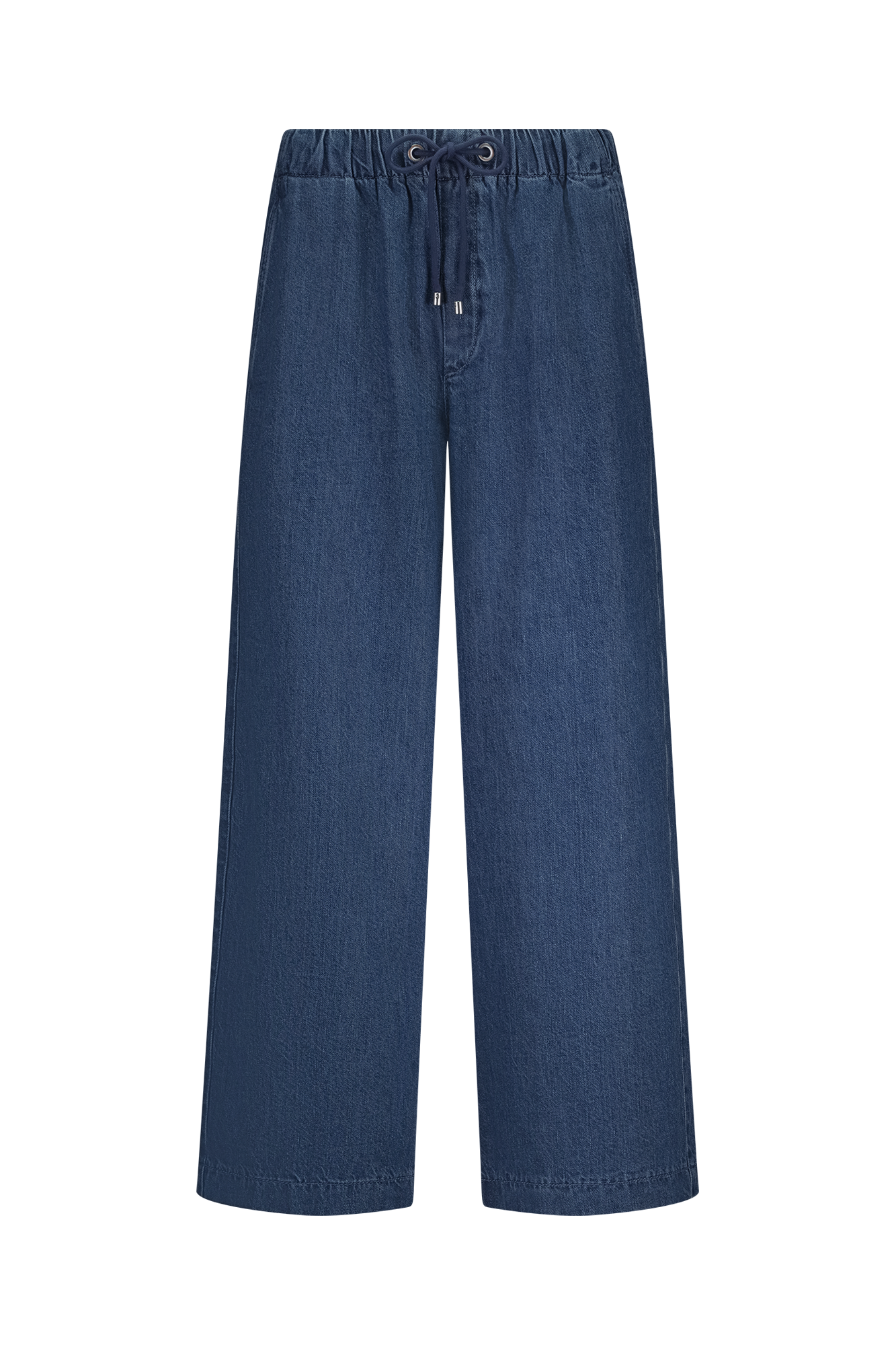 Wide Cropped Broek Blauw Wash